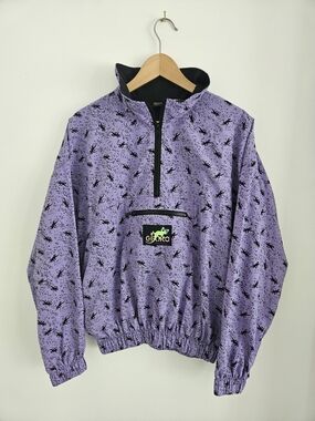 Gecko Hawaii Windbreaker Jacket Mens Small Half-Zip Pullover All Over Print